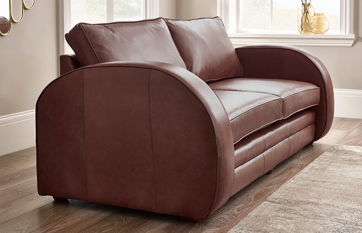 Astoria Art Deco Leather Sofa Bed