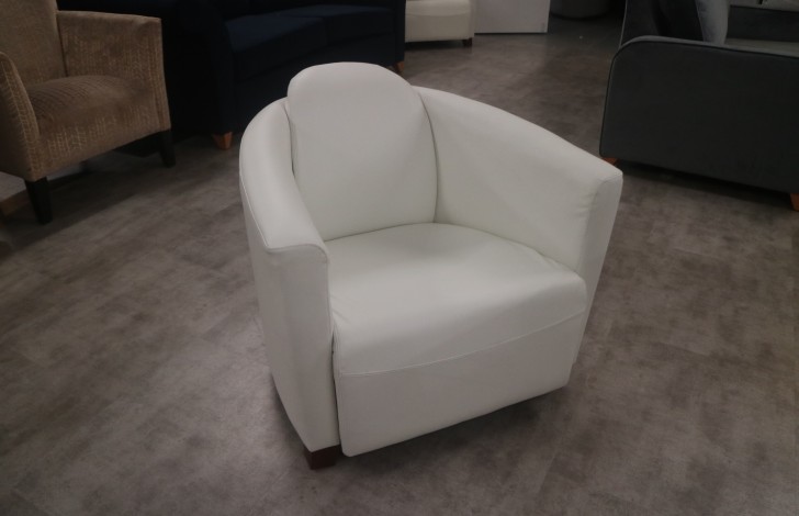 Hudson Leather Tub Chair - Hudson 1str Tub Chair - Vele White