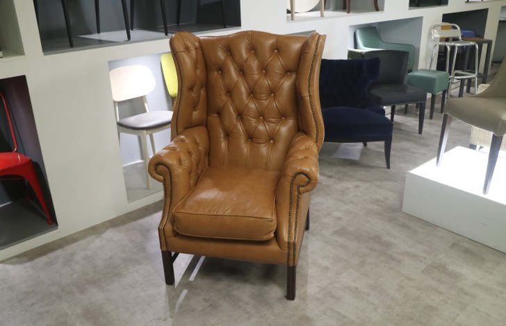 Manchester Vintage Leather Wing Chair - Old English Tan