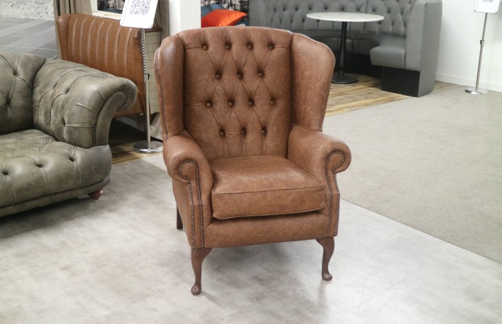 Regency Flat Wing Chair + Queen Anne Stool - Apache Tan