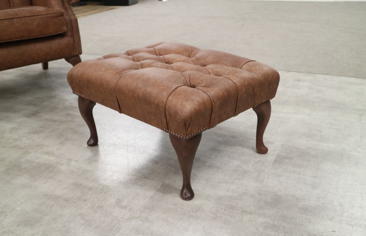 Regency Flat Wing Chair + Queen Anne Stool - Apache Tan