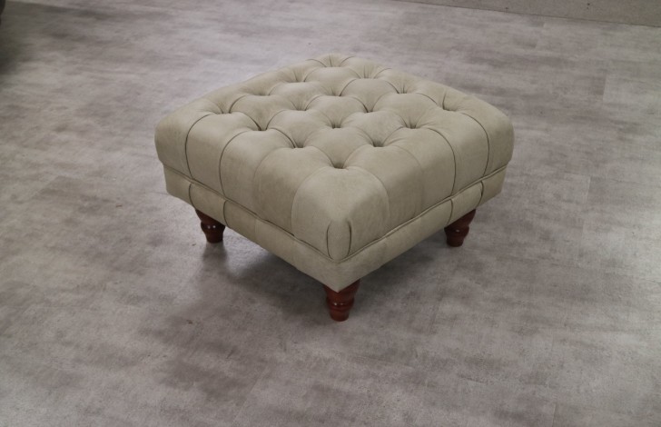 Balston Leather Chesterfield Footstool - Selvaggio Ash