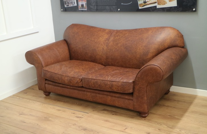 St David Curved Back Leather Sofa - 2.5 Seater - Apache Tan