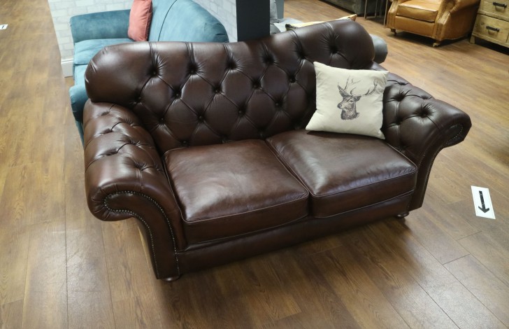 Drummond Vintage Brown Leather Sofa - 2 Seater - Brown