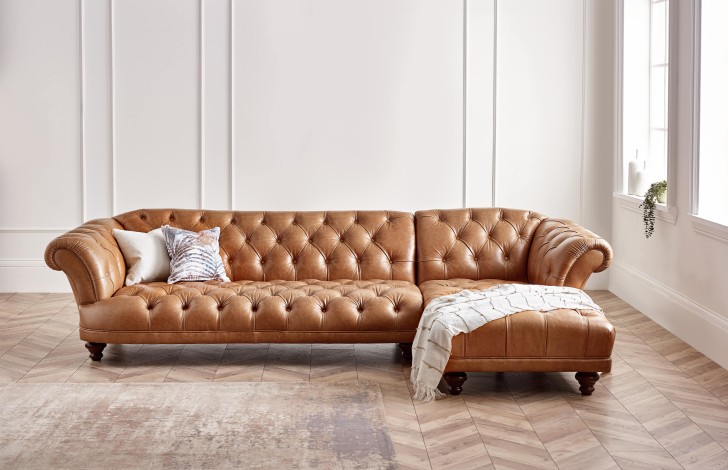 Lyme Chesterfield Chaise Sofa Right Hand Facing