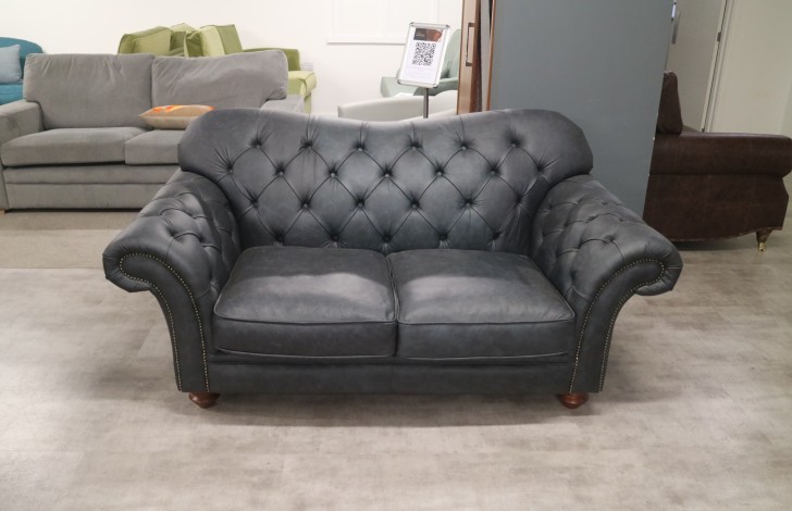 Drummond Vintage Leather Sofa - 2 Seater - Apache Night Blue