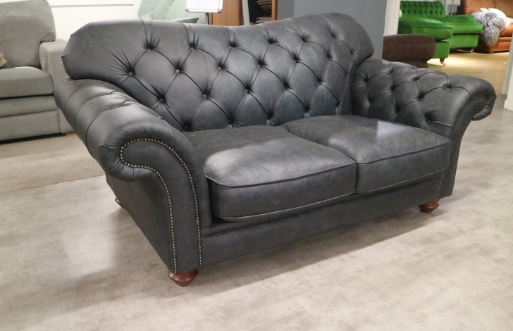 Drummond Vintage Leather Sofa - 2 Seater - Apache Night Blue