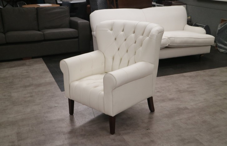 Oliver Leather Spoon Back Chair - Contempo White