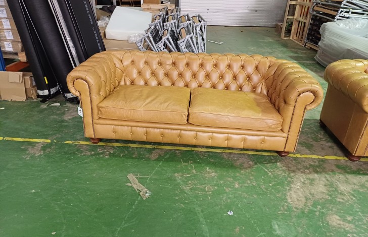 Burwood Leather Sofa - 3 Seater - Old English Tan