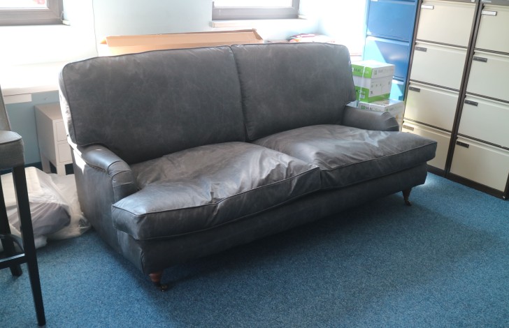 Downton Vintage Leather Sofa - 3.5 Seater - Apache Pewter