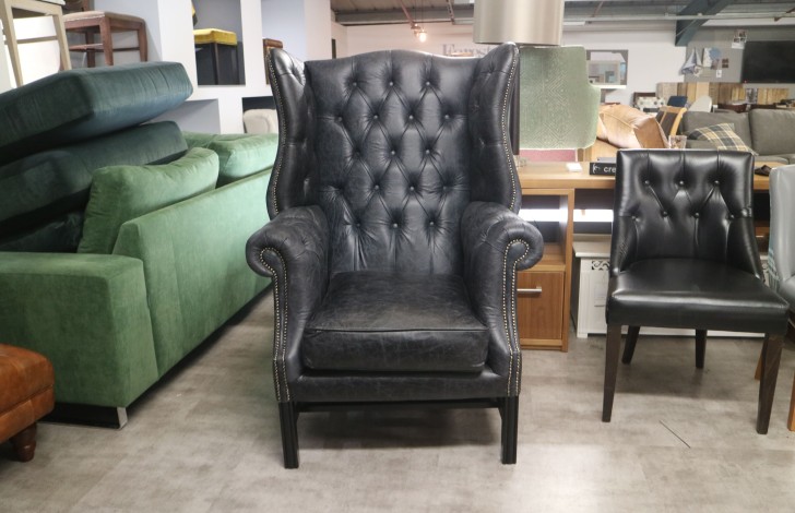 Manchester Vintage Leather Fireside Armchair - Vintage Black