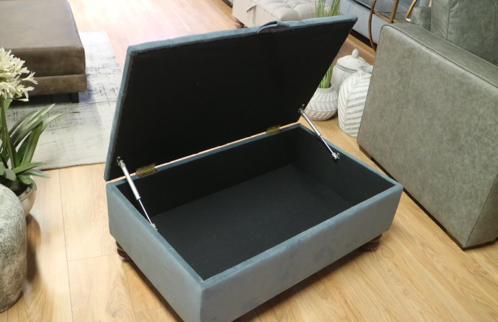 St Edmund Vintage Fabric Footstool - Plush Steel