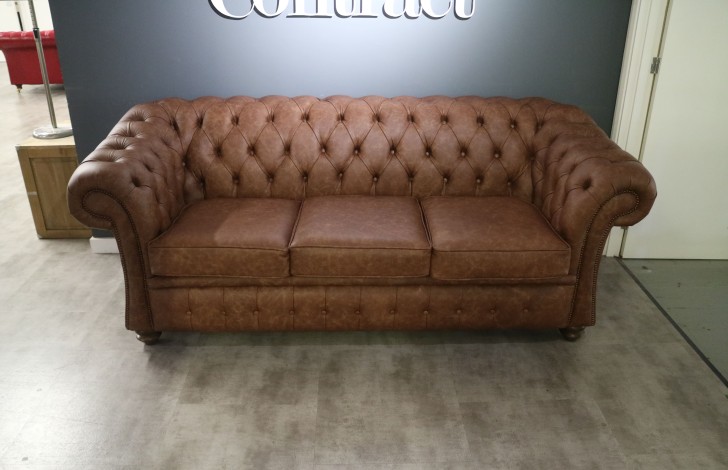 Gladbury Traditional Leather Sofa - 3 Seater - Apache Tan