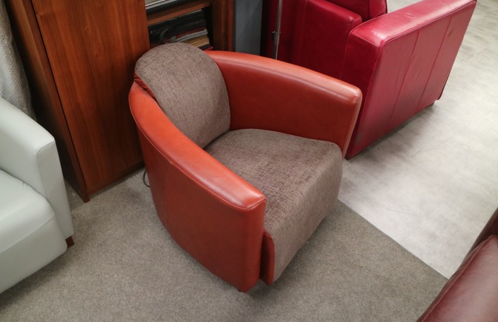 Hudson Tub Chair - Leather/Fabric Mix