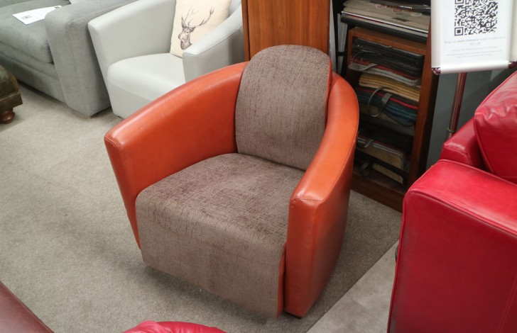 Hudson Tub Chair - Leather/Fabric Mix