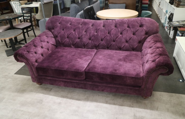 Arundel Vintage Fabric Sofa - 3 Seater - Lovely Aubergine
