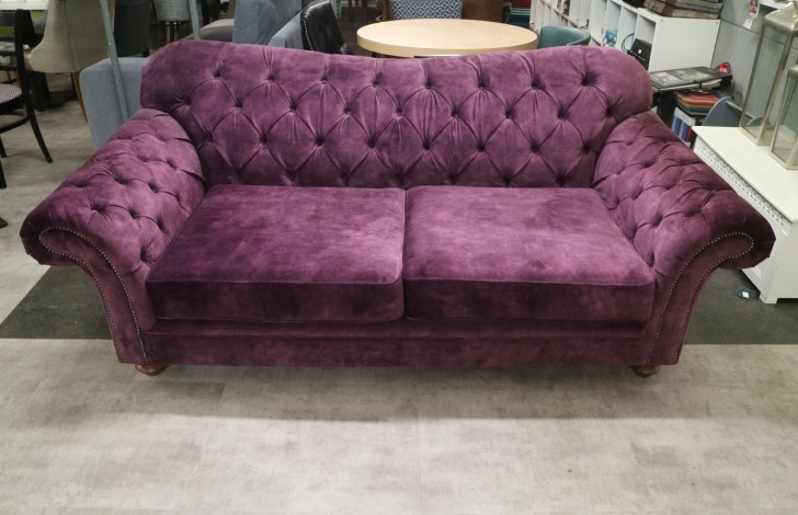 Arundel Vintage Fabric Sofa - 3 Seater - Lovely Aubergine