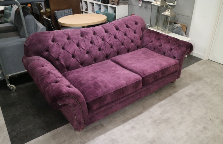 Arundel Vintage Fabric Sofa - 3 Seater - Lovely Aubergine
