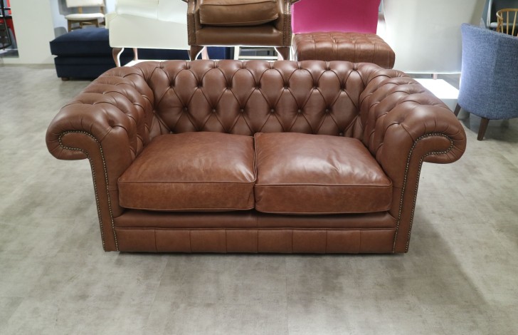 Paxton Leather Chesterfield - 2 Seater - Dune Hazel