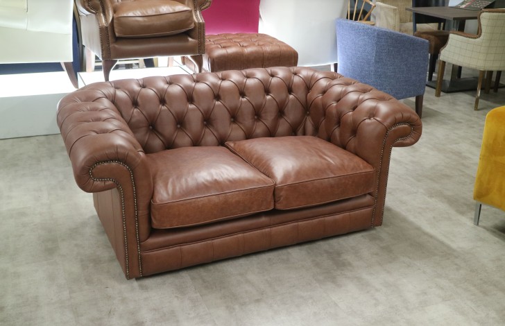 Paxton Leather Chesterfield - 2 Seater - Dune Hazel