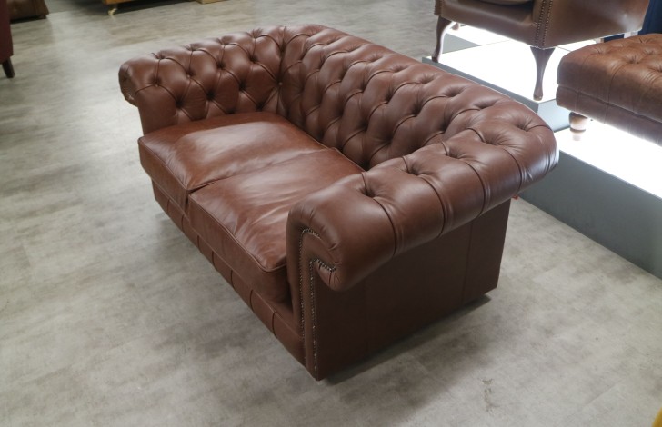 Paxton Leather Chesterfield - 2 Seater - Dune Hazel