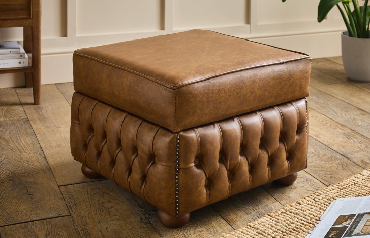 Claridge Leather Chesterfield Footstool