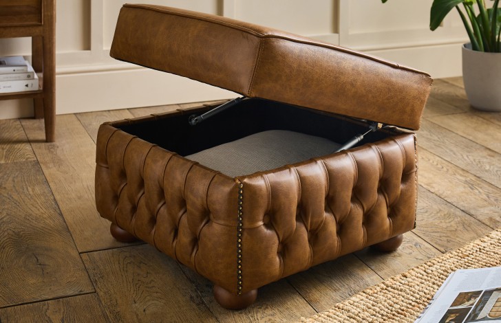 Claridge Leather Chesterfield Footstool