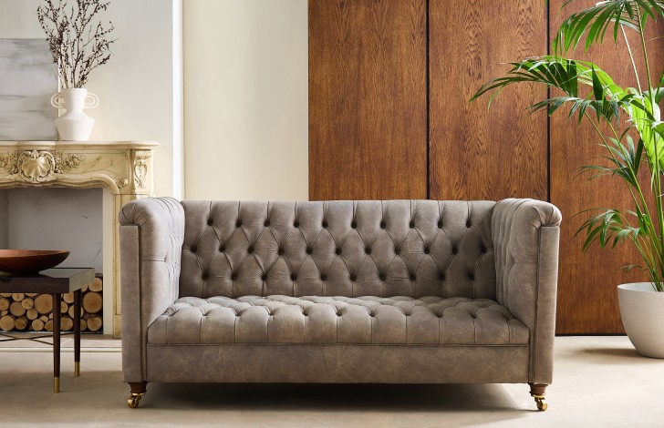 Billingham Grey Chesterfield Sofa