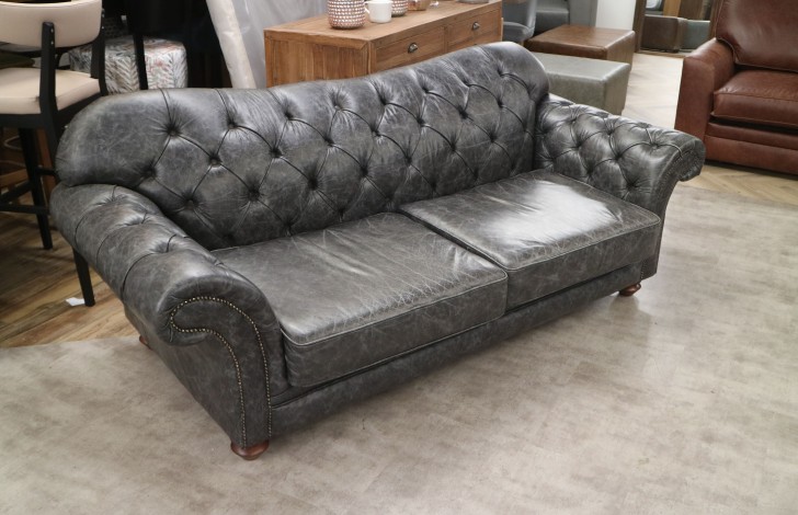 Arundel Vintage Leather Sofa - 3 Seater - Dune Charcoal
