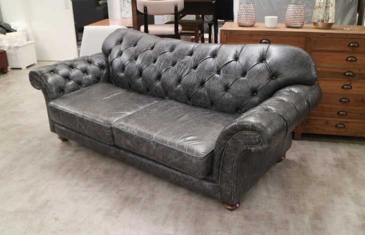 Arundel Vintage Leather Sofa - 3 Seater - Dune Charcoal