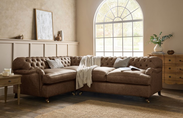 Harris Chesterfield Corner Sofabed - 3SB x 1.5str - Apache Ash