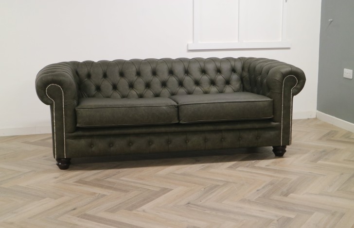 Burwood Leather Sofa - 3 Seater - Apache Sage