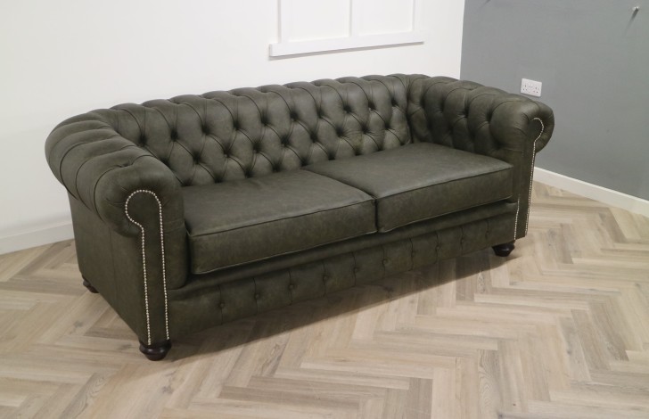 Burwood Leather Sofa - 3 Seater - Apache Sage