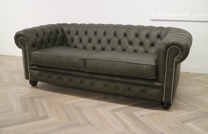 Burwood Leather Sofa - 3 Seater - Apache Sage
