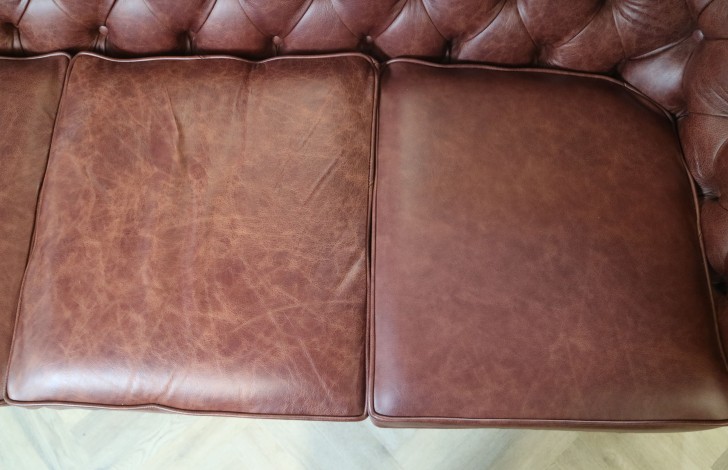 Claridge Leather Chesterfield Sofa - 4 Seater - Dune Claret
