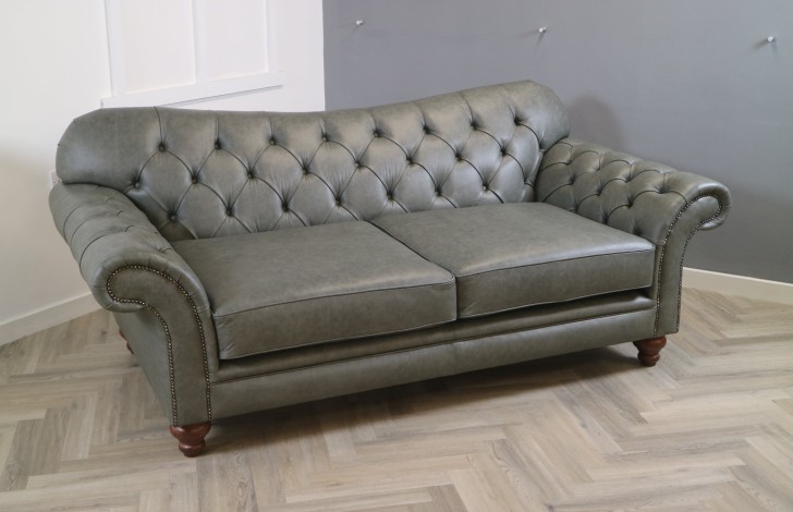 Arundel Vintage Leather Sofa - 3 Seater - Dune Grey