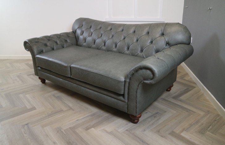 Arundel Vintage Leather Sofa - 3 Seater - Dune Grey