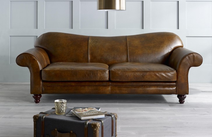 St Charles Hand Antiqued Leather Sofa