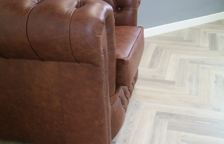 Claridge Luxury Leather Chesterfield Sofa - Chair - Dune Hazel