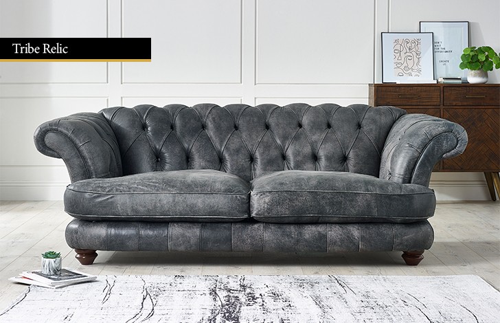 St Edwin Modern Chesterfield Leather Sofa