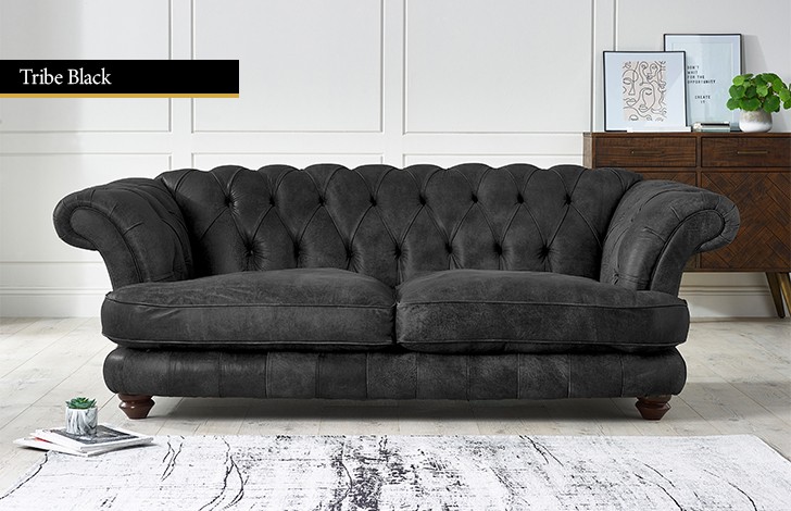 St Edwin Modern Chesterfield Leather Sofa