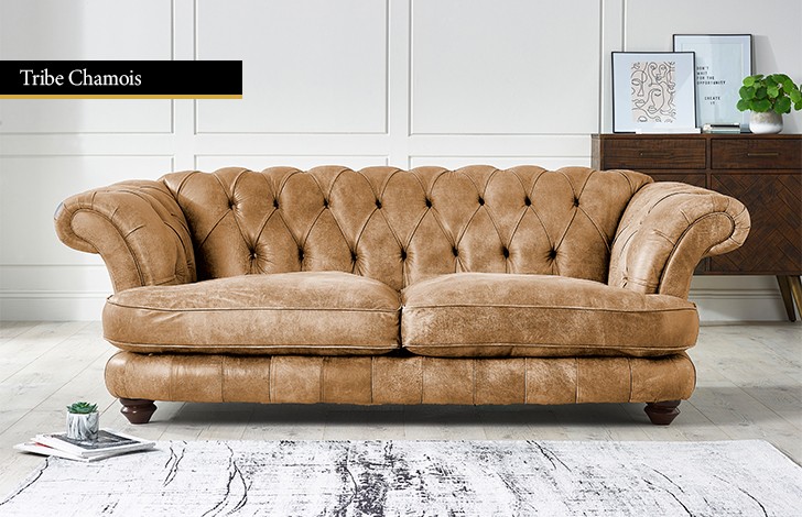 St Edwin Modern Chesterfield Leather Sofa