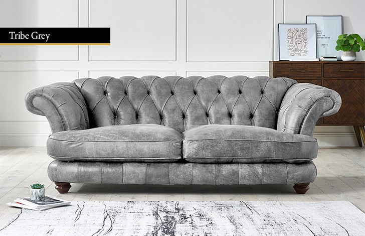 St Edwin Modern Chesterfield Leather Sofa