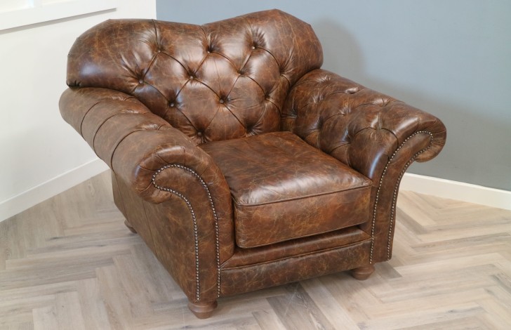 Drummond Vintage Brown Leather Sofa - Chair - Vintage Cognac