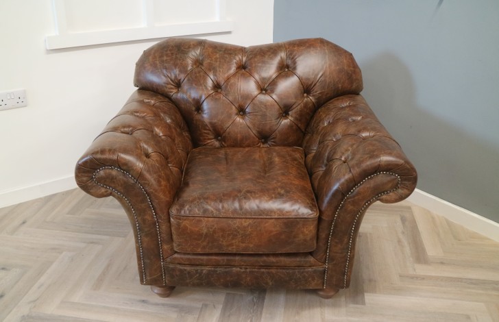 Drummond Vintage Brown Leather Sofa - Chair - Vintage Cognac