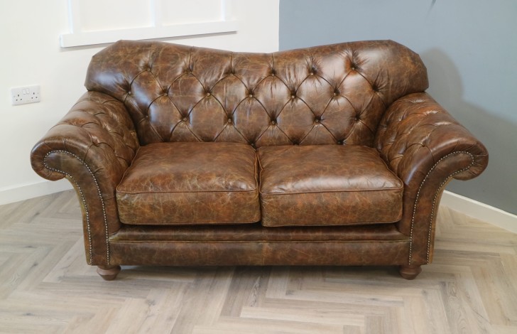 Drummond Vintage Brown Leather Sofa - 2 Seater - Vintage Cognac