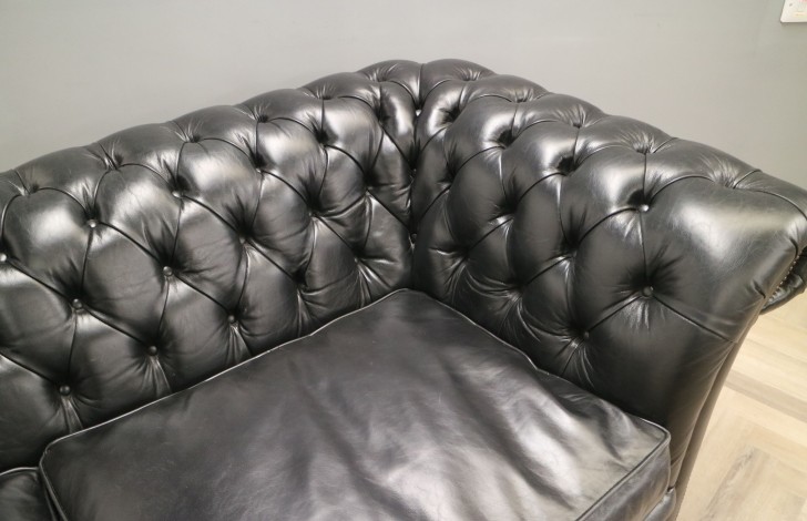Calvert Luxury Leather Sofa - 3 Seater - Old English Black