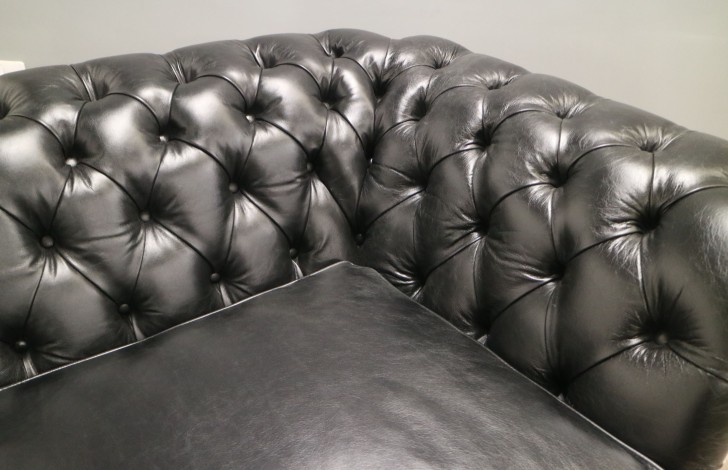 Calvert Luxury Leather Sofa - 2.5 Seater - Old English Black