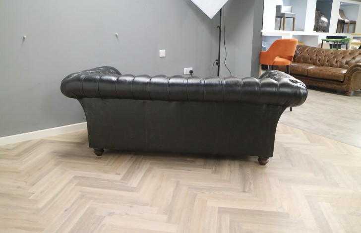 Calvert Luxury Leather Sofa - 2.5 Seater - Old English Black