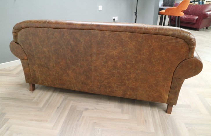 Henley Distinctive Leather Sofa - 3 Seater - Vintage Cognac